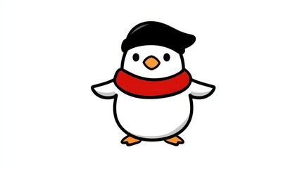 Fototapeta premium penguin in a hat on a white background