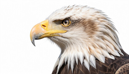 Obraz premium Majestic Bald Eagle Portrait on White Background Wildlife Photography Concept.