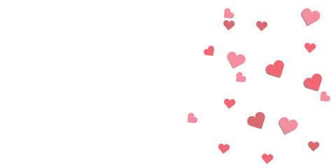 Love valentine background with pink petals of hearts on transparent background.