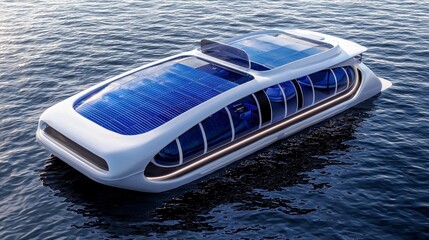 Futuristic solar-powered floating home design on water