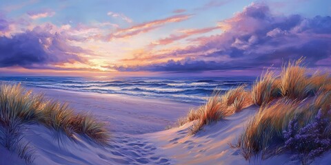 Enchanting twilight sky transforms the seaside landscape after the evening sunset, creating a stunning visual display that captures the essence of twilight sky beauty.