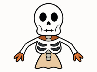 Halloween cartoon skeleton character vector illustration on a black background