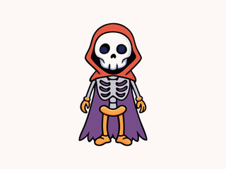 Halloween cartoon skeleton character vector illustration on a black background