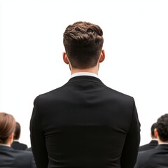 Capture a professor delivering a lecture to attentive students in a bright, modern university auditorium