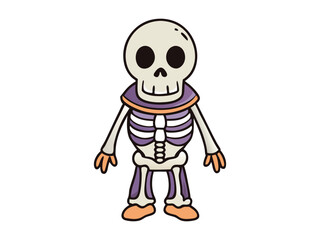 Halloween cartoon skeleton character vector illustration on a black background