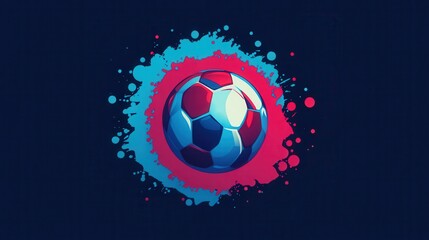Fototapeta premium soccer ball on colorful splashes background