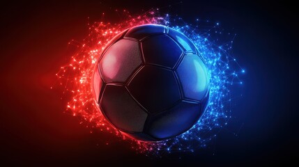 Naklejka premium a soccer ball with red and blue lights