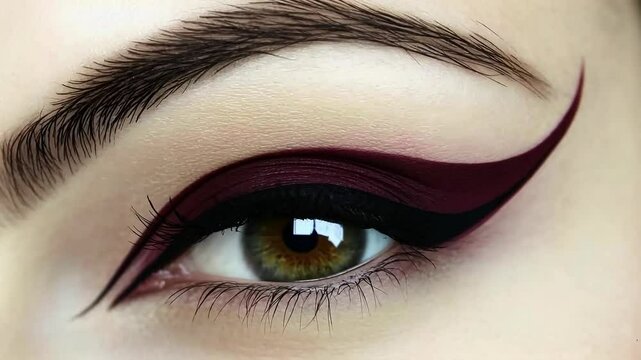 Close-up of dramatic winged eyeliner on woman's eye