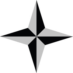 A four pointed star of grey color