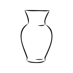 Hand drawn vase in sketch style for engraving isolated on white background