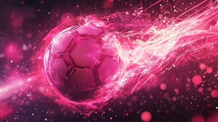 Fototapeta premium soccer ball on pink fire