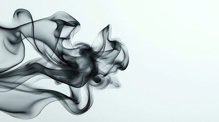 Abstract smoke design with fluid dark gray shapes on a light background, creating a sense of graceful movement and dynamic flow.