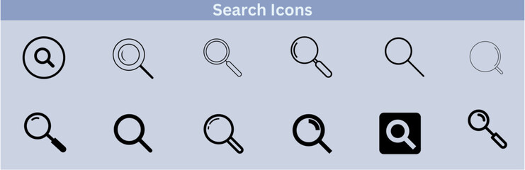 Magnifying glass icon set. Search icons. Loupe. Vector isolated illustration. Search icon set silhouette color vector Art image illustration