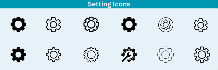 Settings glyph solid icons collection. Containing configuration, maintenance, service, tools, wrench, gear. For website marketing design, logo, app, template, ui, etc. Vector illustration.