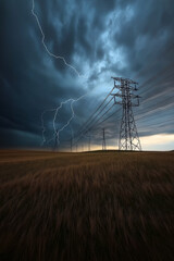 power lines and lightning