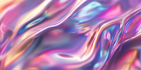 Obraz premium Image featuring a blurred holographic foil texture that highlights the unique beauty of holographic foil. This mesmerizing holographic foil texture creates dynamic patterns and colors.