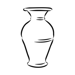 Hand drawn vase in sketch style for engraving isolated on white background