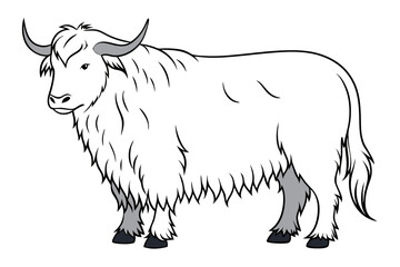 Stunning Line Silhouette Drawing of a Yak Simple Yet Captivating Artwork