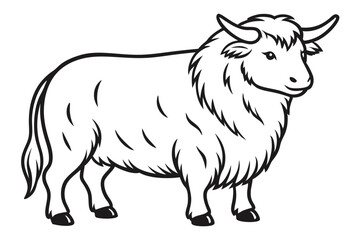 Stunning Line Silhouette Drawing of a Yak Simple Yet Captivating Artwork