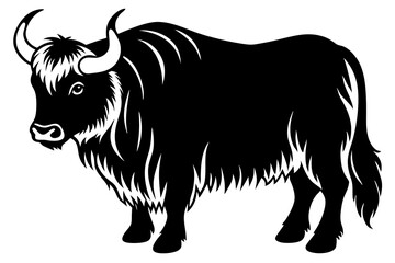 Stunning Line Silhouette Drawing of a Yak Simple Yet Captivating Artwork