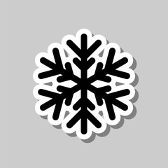 Snowflake simple icon. Flat design. Sticker with shadow on gray background