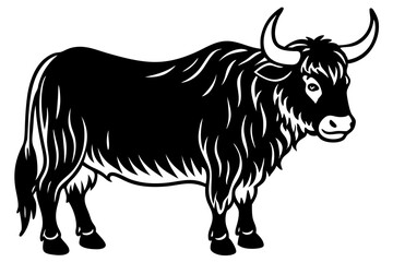 Stunning Line Silhouette Drawing of a Yak Simple Yet Captivating Artwork
