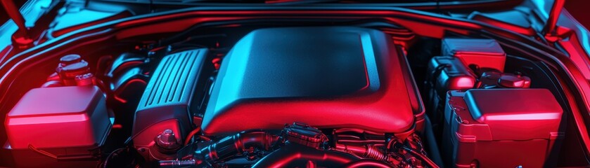 Naklejka premium Envision a mechanic diagnosing a car's engine in a busy auto repair shop