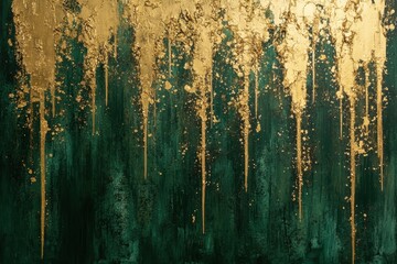 golden dripping texture over a green background