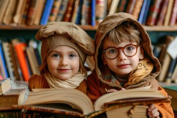 Kid Costume. Children Dressed as Book Characters for School Party