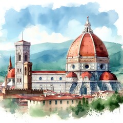 watercolors of Santa Maria del Fiore, Florence Cathedral.