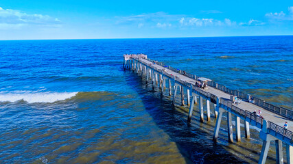 Pier at Jacksonville Beach Flordia - aerial view drone photography