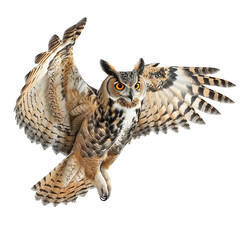 Majestic Great Horned Owl In Flight
