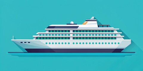 Flat Cruise Ship, Cargo Ship, Yacht App Icon Design