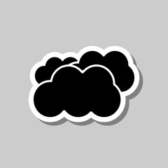 Clouds simple icon vector. Flat design. Sticker with shadow on gray background