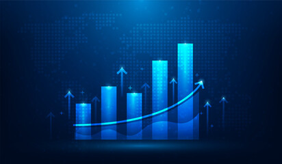 business strategy graph stock market growth finance increase. vector illustration fantastic technology. arrow up forward investment.