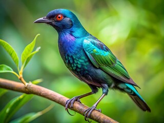 Obraz premium Malaysian woodlands echo with Asian Glossy Starling's sleek plumage.