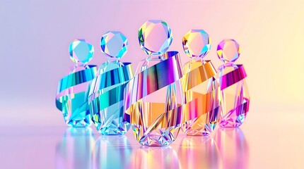 Crystal Perfume Bottles with Iridescent Ribbons: Fragrance, Luxury, Beauty