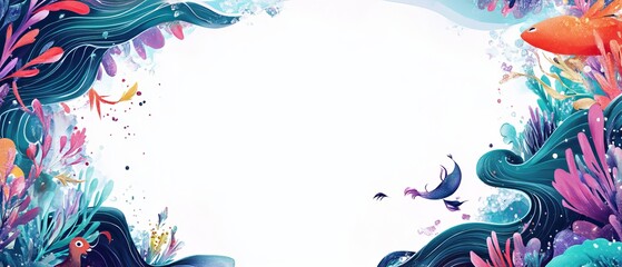 Obraz premium abstract watercolor background and invitation with frame