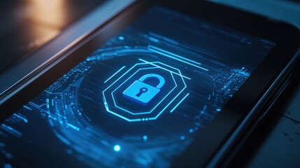 Lock icon on smartphone screen highlights secure transactions through fintech applications