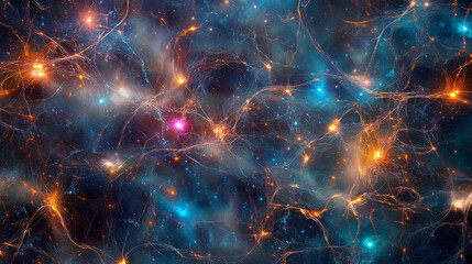 Obraz premium Cosmic Web: Galaxies, Stars, Nebulae, Abstract, Background