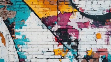 Fototapeta premium Abstract Graffiti Art on Weathered Brick Wall Texture