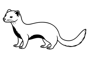 Minimalist Line Silhouette Drawing of a Weasel Simple and Elegant Artwork