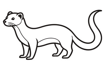 Minimalist Line Silhouette Drawing of a Weasel Simple and Elegant Artwork