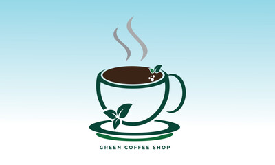 Green coffee logo design vector image free download