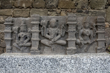 Reliefs in Daulatabad fort, Maharashtra, India