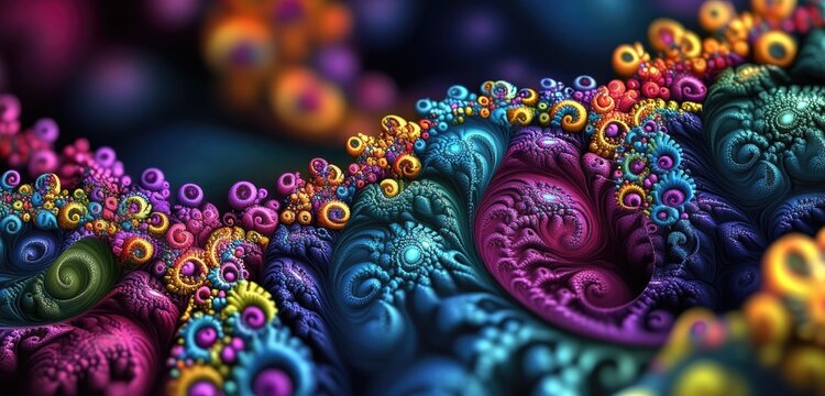 A vibrant array of fractal designs interspersed with colorful swirls, symbolizing the diversity of thoughts and creativity.