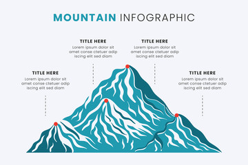 Route to Success Mountain Infographic Design is a successful startup business. Presentation slide template, Vector illustration