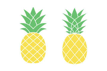 Pineapple Vector Graphic with Green Leaves and Yellow Body - Minimalist Design