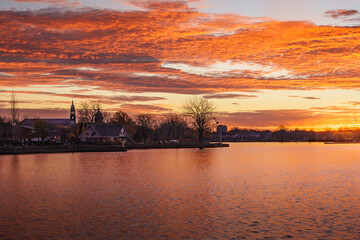 sunset over the river