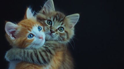 Innocent kittens enjoying a moment of closeness